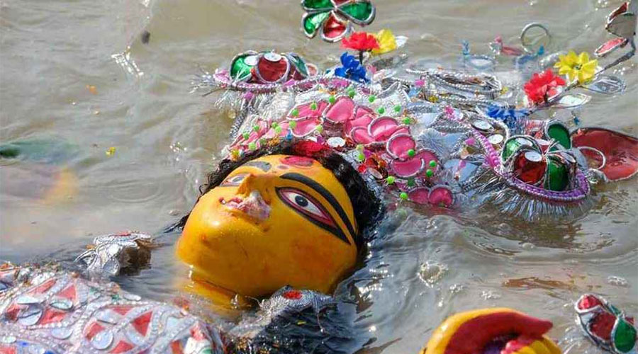 প্রতিমা বিসর্জনে শেষ হলো শারদীয় দুর্গাপূজা