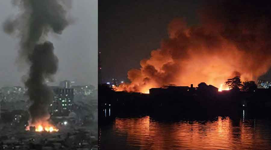রাজধানীর কড়াইল বস্তিতে আগুন 
