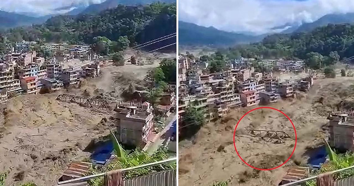তিব্বত থেকে হঠাৎ নেমে আসা বিপুল জল ও কাদার স্রোতে ভয়াবহ বন্যায় বিপর্যস্ত নেপাল, ছবি: সংগৃহীত