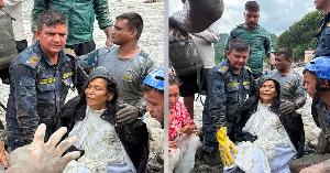 নেপাল বন্যার ধ্বংসস্তূপ থেকে জীবিত উদ্ধার নারী
