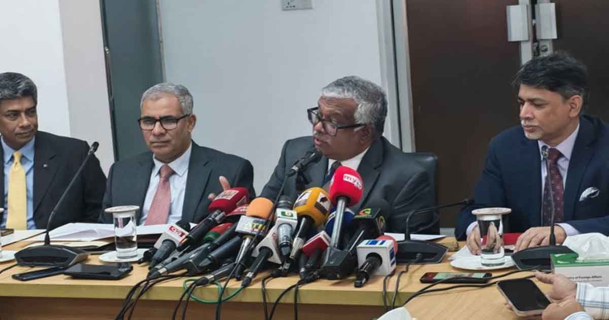সংবাদ সম্মেলনে পররাষ্ট্রসচিব আসাদ আলম সিয়াম, ছবিঃ সংগৃহীত 